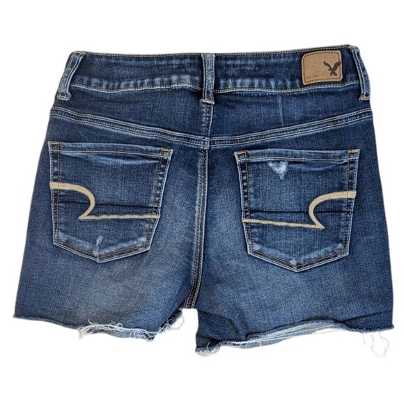American Eagle Distressed Denim Stretch Jean Shorts Medium Wash - Picture 4 of 4